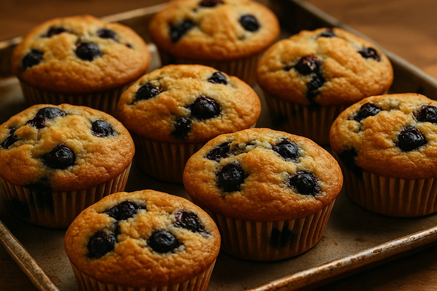 Blueberry Muffin  en una bandeja de horno 