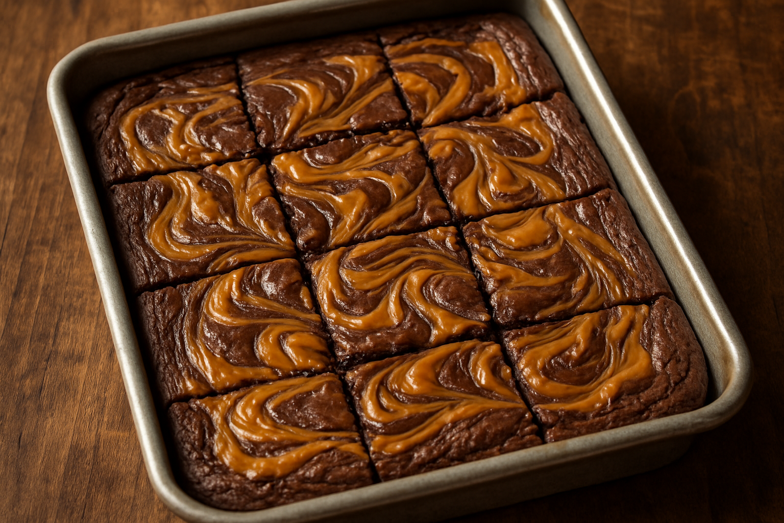 Dulce de Leche Brownie en una bandeja de horno 