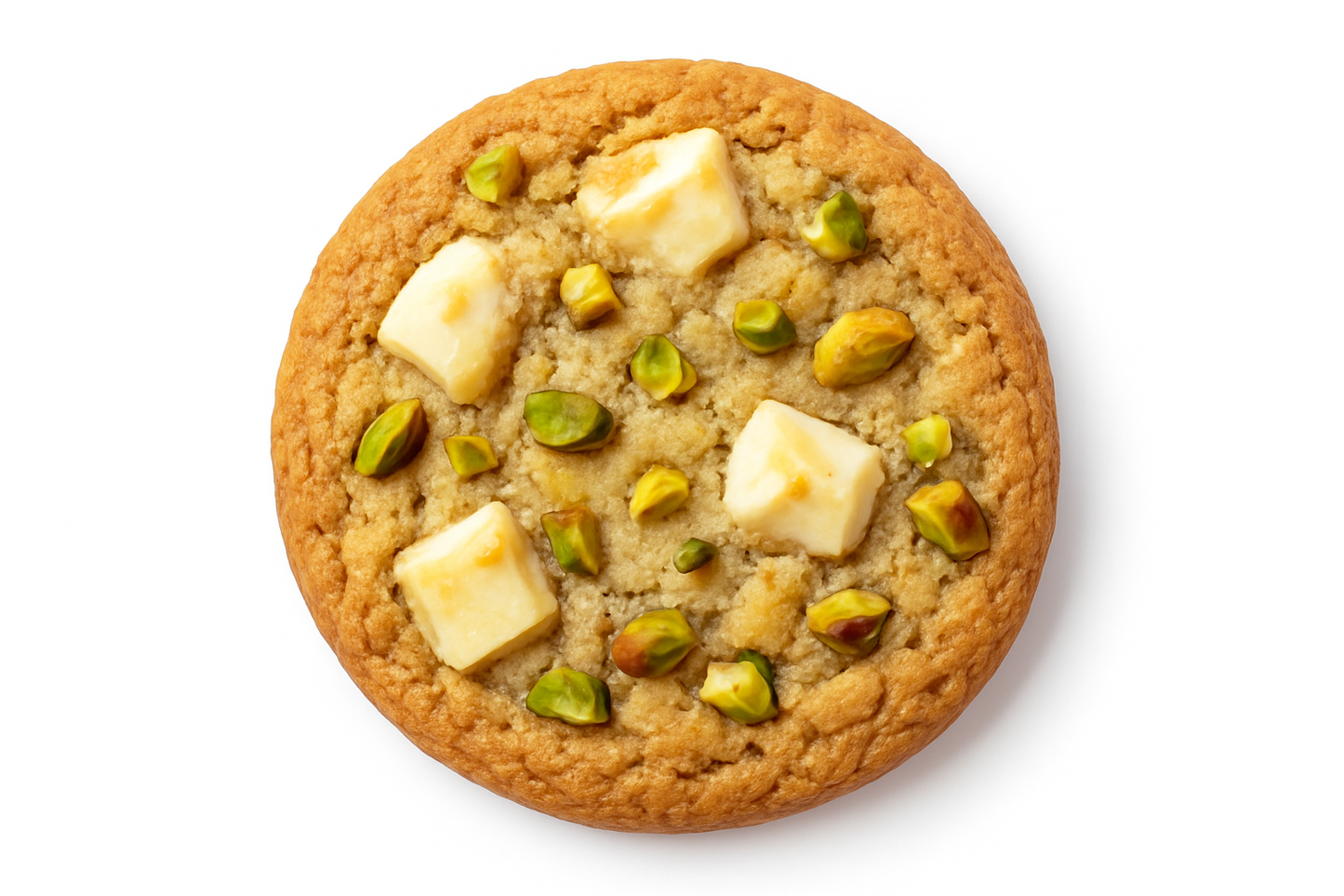 Pistachio & White Chocolate Cookie con fondo blanco 