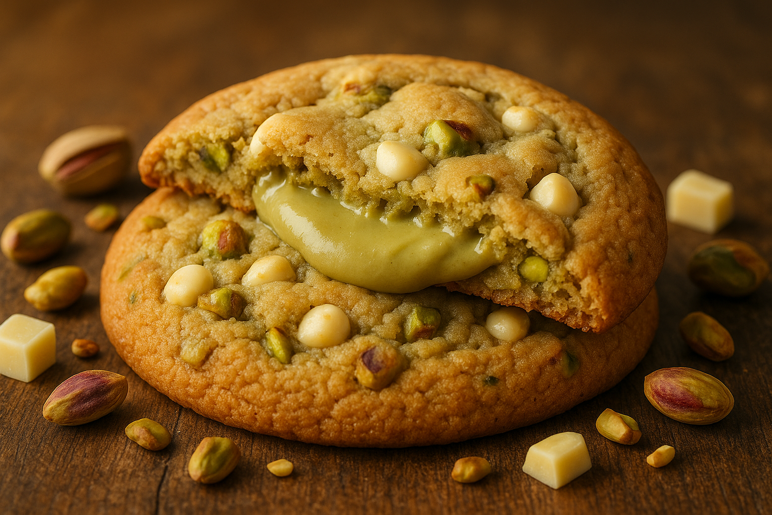 Pistachio & White Chocolate Cookie rellena de crema de pistachos 